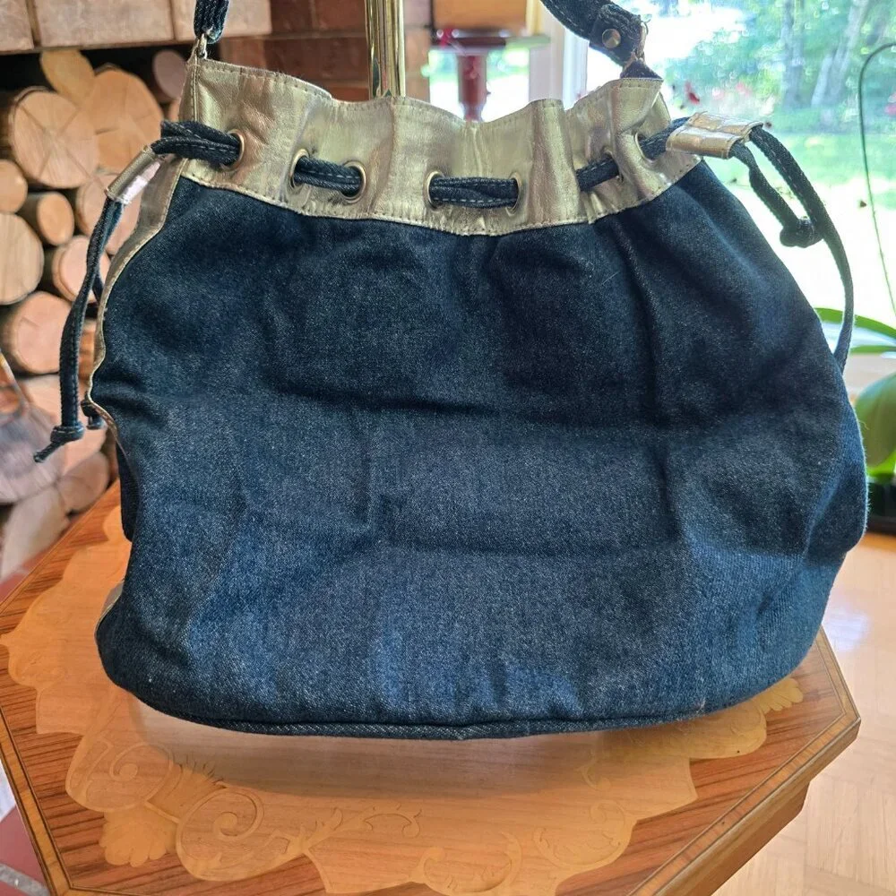 Y2K Denim & Metallic Bag with Mixed Metal Bling - Picture 4 of 14